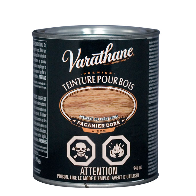 Teinture pour bois d'intérieur Varathane Premium, à base d'huile, protection UV, pacanier doré, 946 ml