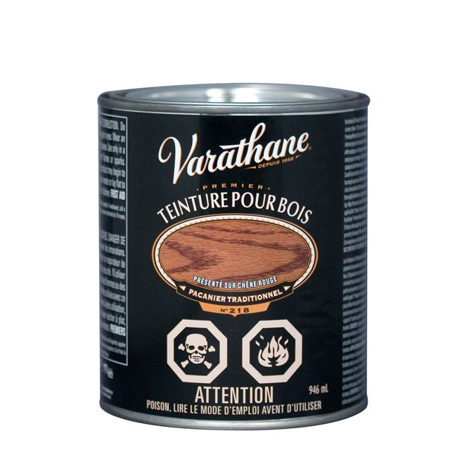 Teinture pour bois d'intérieur Varathane Premium, à base d'huile, protection UV, pacanier traditionnel, 946 ml