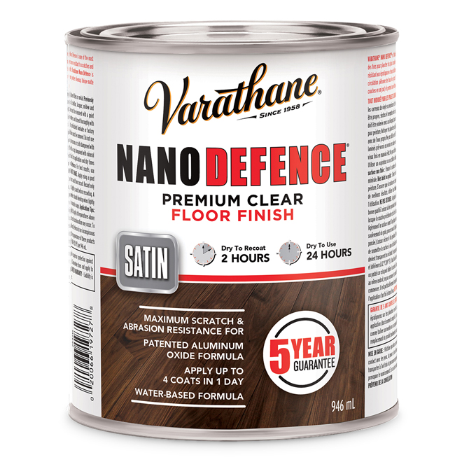 Rust-Oleum Varathane Nano Defence Premium Floor Finish - Clear Satin - Water-Based - 946 mL