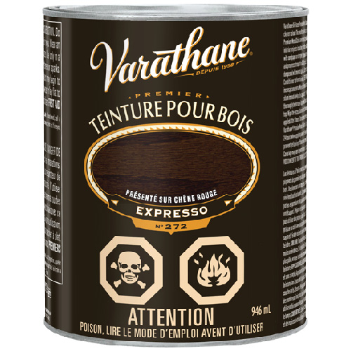 Teinture pour bois d'intérieur Varathane Premium, à base d'huile, protection UV, expresso, 946 ml