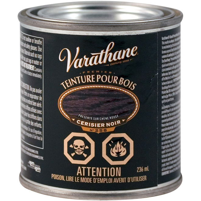 Teinture pour bois d'intérieur Varathane Premium, à base d'huile, protection UV, cerisier noir, 236 ml