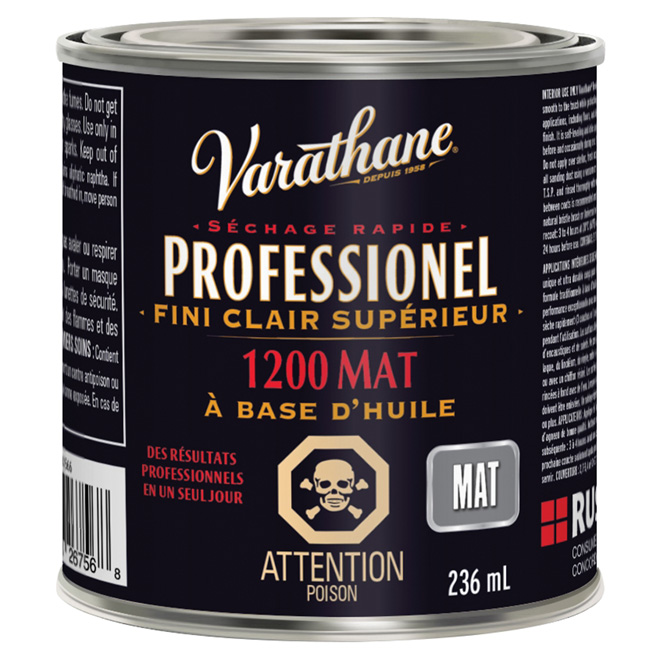 Fini transparent professionnel Varathane à base d'huile 236 ml mat