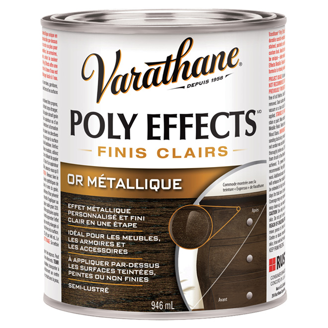 Finis clairs Poly Effects de Varathane, or métallique, semi-lustré, 946 ml