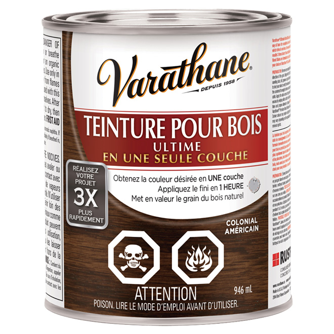 Teinture pour bois ultime Varathane à une seule couche 946 ml colonial Américain