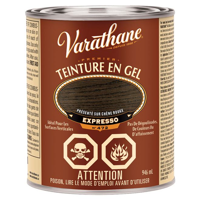 Teinture en gel Varathane intérieur 946 ml modifié à l'huile, expresso