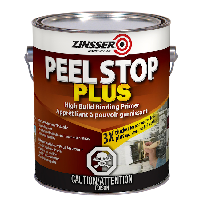 Apprêt liant à base d'eau, Zinsser Peel Stop Plus, 3,78 L blanc