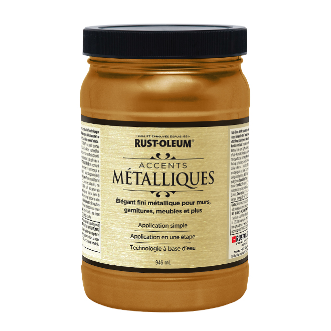 Peinture métallique Rust-Oleum à base d'eau 946 ml mine d'or