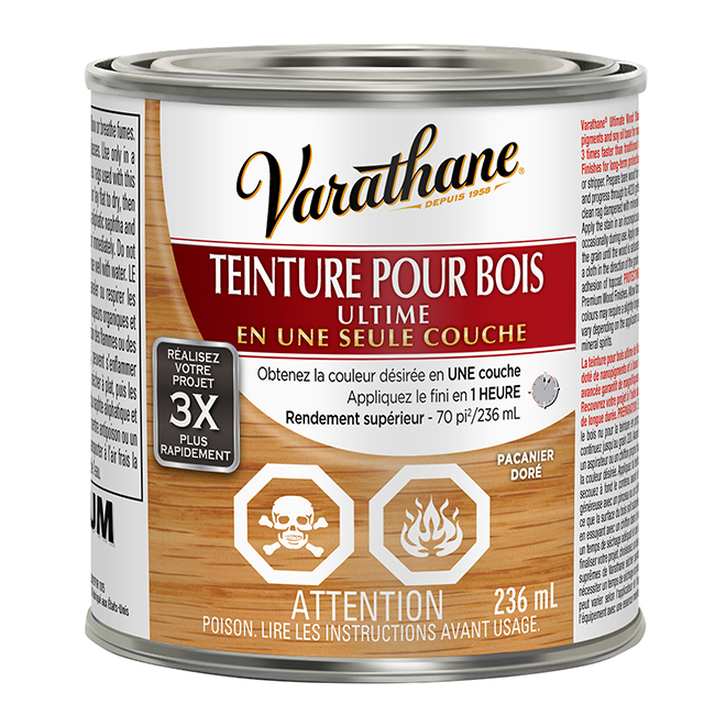 Teinture pour bois en une couche Ultime de Varathane, à base d'huile, séchage rapide, pacanier doré, 236 ml