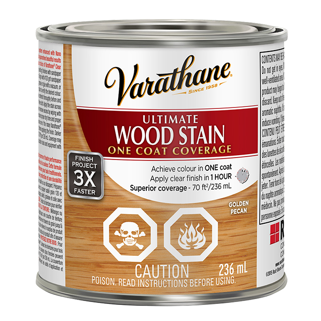 Varathane One Coat Ultimate Wood Stain - Oil-Based - Fast Drying - Golden Pecan - 236 ml