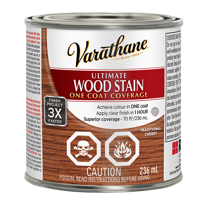 Varathane One Coat Ultimate Wood Stain - Oil-Based - Fast Drying - Traditional Cherry - 236 ml