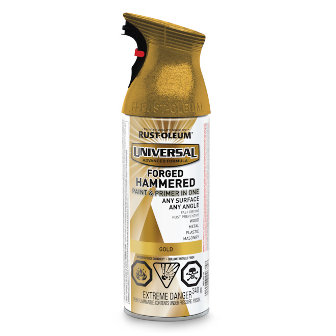 Peinture aerosol universel Rust-Oleum, mat, couleur Hammered doré, 12 oz