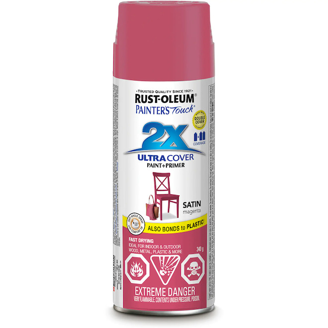 Rust-Oleum Painter's Touch Ultra Cover Spray Paint and Primer - Magenta - Satin Finish