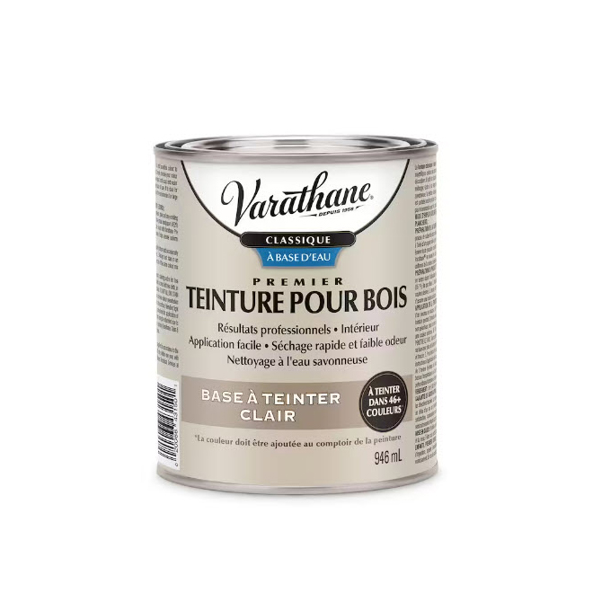 Teinture pour bois Varathane à base d'eau 946 ml base à teinter transparente