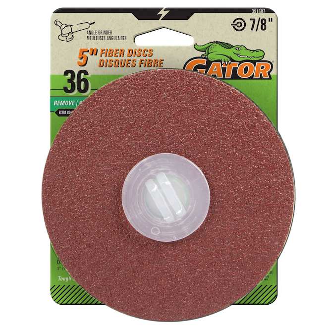 Disques en fibre à poncer Gator de 5 po pour meuleuse d'angle, grain 36