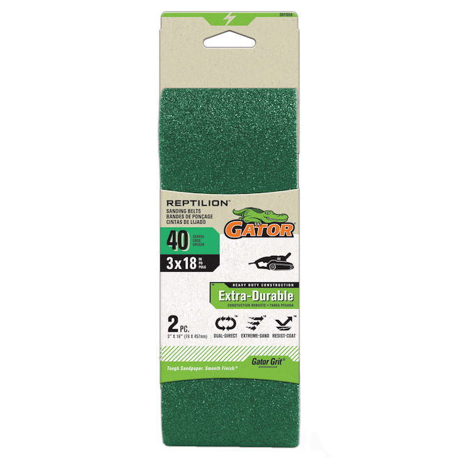 Gator Reptilion Sanding Belts 3 x 18-in - 40-Grit - Pack of 2