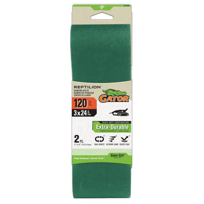 Gator Reptilion Sanding Belts 3 x 24-in - 120-Grit - Pack of 2