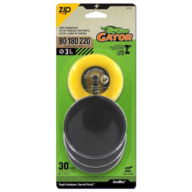 Gator Spot Sander Kit - Multi-Grade 80-180-220-Grit - Pack of 30