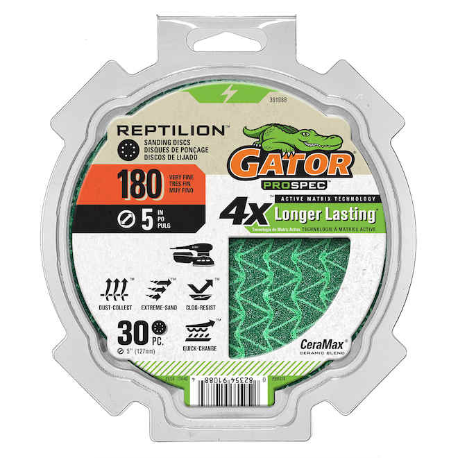 Disques de ponçage Reptilion Gator Prospec 5 po, grain 180, paquet de 30