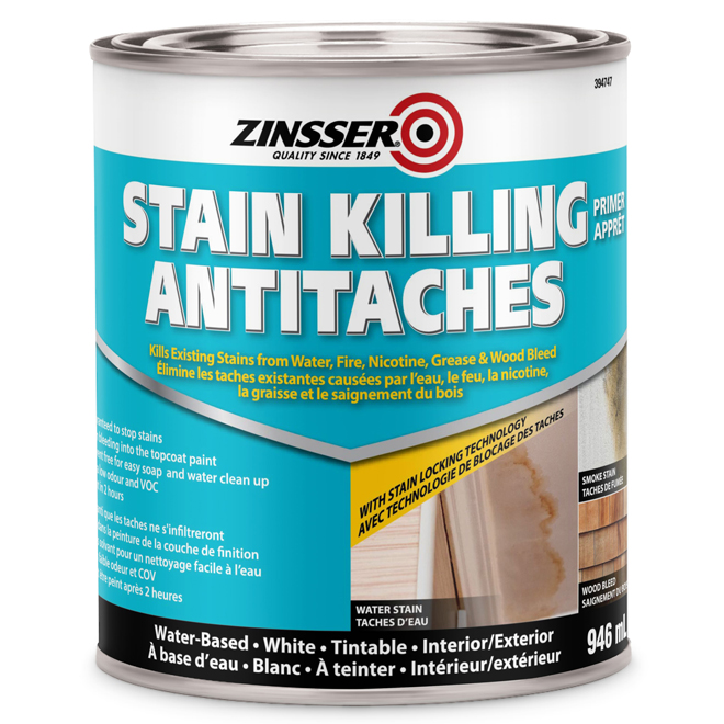 Zinsser 946 ml High Hiding Water Based Stain Killing Primer - White