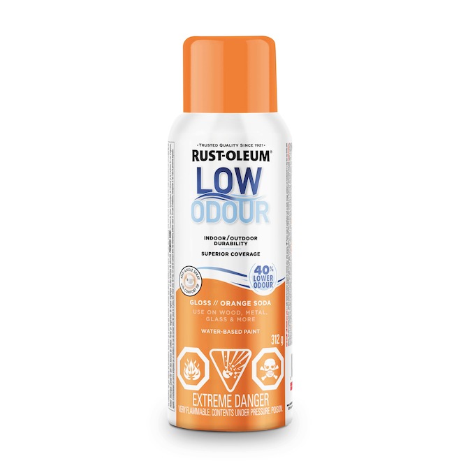 Rust-Oleum 312-g Water-Based Low Odour Gloss Orange Spray Paint