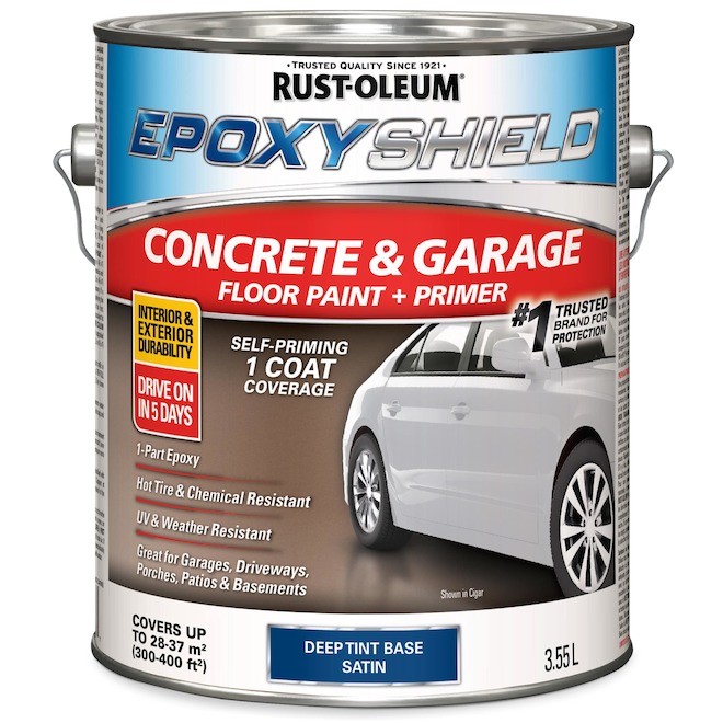 Rust-Oleum EPOXYSHIELD Concrete & Garage Floor Paint + Primer - Deep Tint Base - Satin 3.55-L