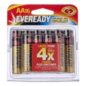 Piles alcalines AA, emballage de 16