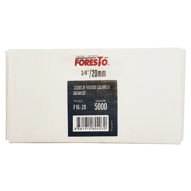 Foresto Pneumatic Nailer Finishing Nails - Galvanized Steel - Smooth Shank - 5000 Per Pack - 3/4-in L