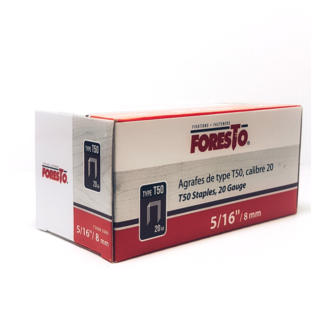 Agrafes tout usage T50 Foresto, acier galvanisé, pointes de 5/16 po L., 5000 par paquet