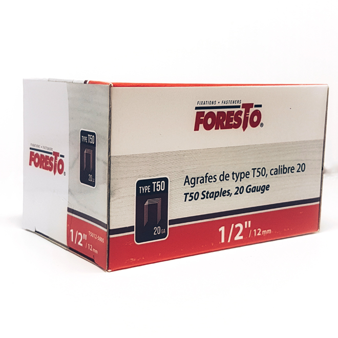 Foresto All-purpose T50 Staples - Narrow - 20-Gauge - Galvanized - 1/2-in L - 5000-Pack