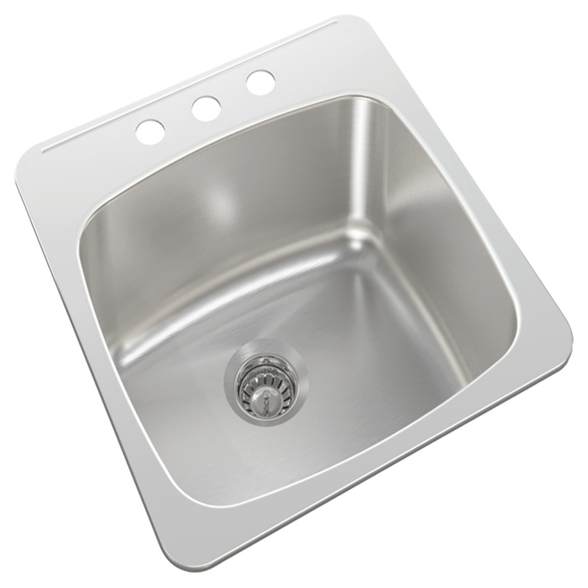 Wessan 3-Hole Single Sink - 20.5-in x 20-in x 7-in - Stainless Steel