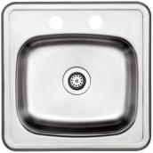 Uberhaus 2-Hole Single Sink - Brushed Stainless Steel - 15-in x 15-in x 6-in