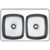 3-Hole Double Sink - 20.5 x 31.5 x 7