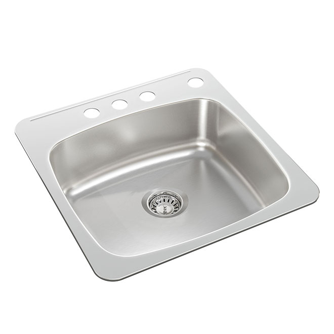 Wessan 4 Hole Single Sink 20 5 In X 20 In X 7 In Stainless Steel   03445066 L 