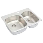 Wessan Double Stainless Steel Sink - 27-in x 20.5-in x 7-in 1-Hole