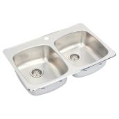 1-Hole Double Sink - 20.5 x 7.5 x 31