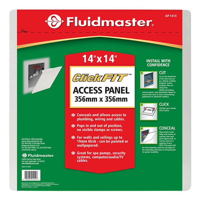 Fluidmaster Click Fit Access Pane - Plastic - Whitel - 14-in H x 14-in W
