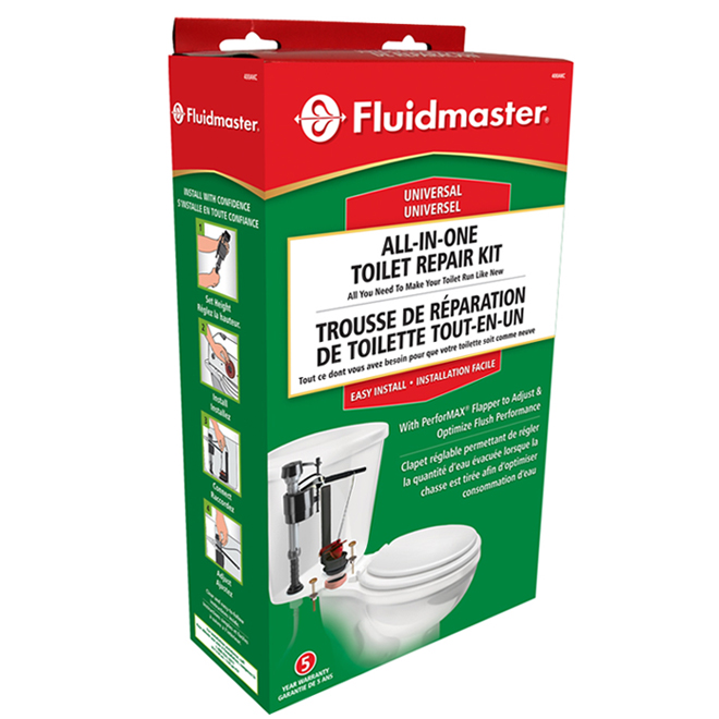 Kit de réparation universel pour toilettes Fluidmaster, réservoirs à 2 et 3 boulons, anti-siphon