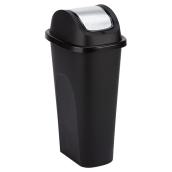 Slim Garbage Can - 42 L - Black/Stainless Steel