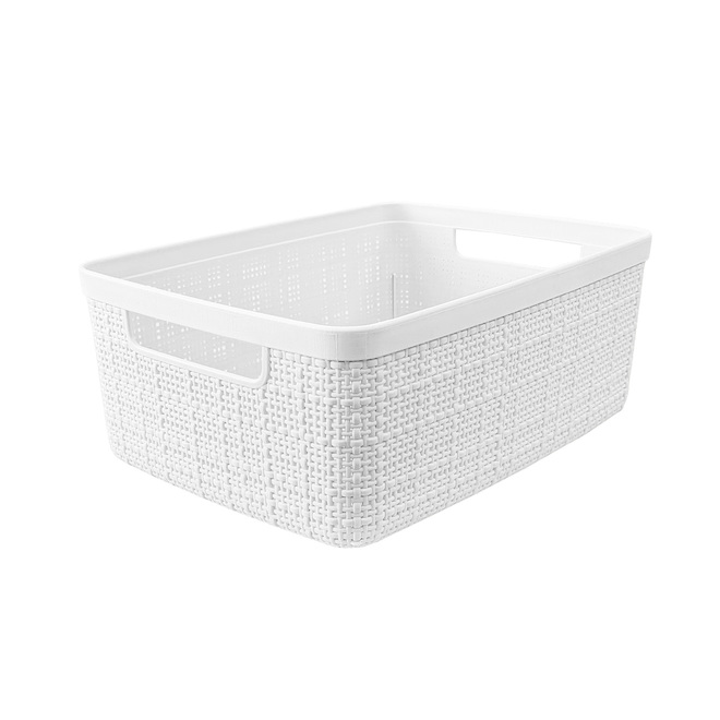 Curver Jute Decorative Basket in Plastic 7.78 x 10.56 x 15.12-in - White