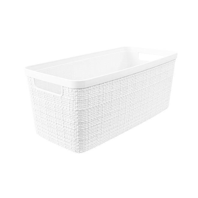 Curver Jute Decorative Basket in Plastic 7.18 x 11.75 x 14.12-in - White