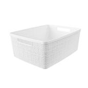 Curver Jute Decorative Basket in Plastic 10.62 x 11.18 x 14.37-in - White