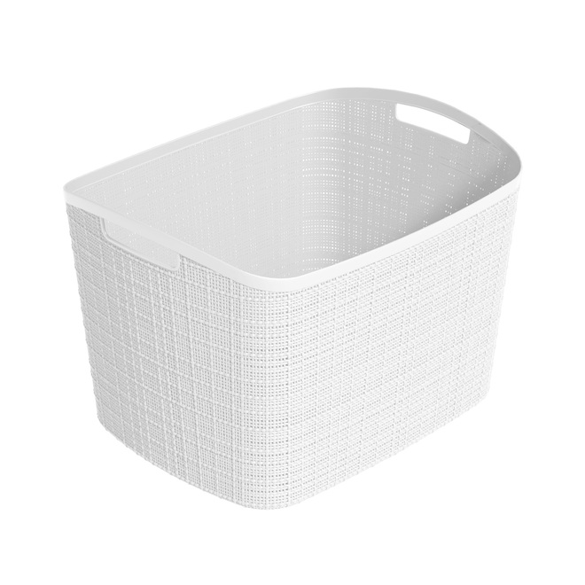 Curver Jute Decorative Basket in Plastic 13.37 x 15.50 X 17.18-in - White