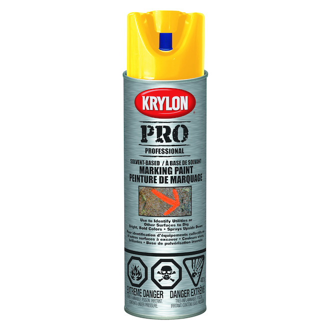 Krylon Contractor Marking Aerosol Spray Paint - Solvant-Based - Yellow - 482 g