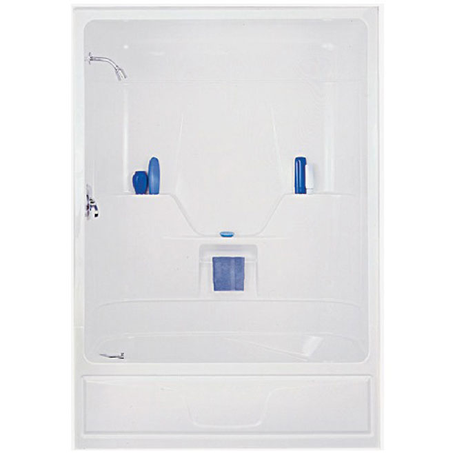 Bain-douche 1 morceau avec drain à gauche Aspen de Maax, acrylique, blanc, 60 po x 32 po x 85 po