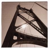 Canevas en bois et coton laminé sépia, pont de San Francisco