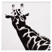 Canevas de coton laminé, noir et blanc, girafe