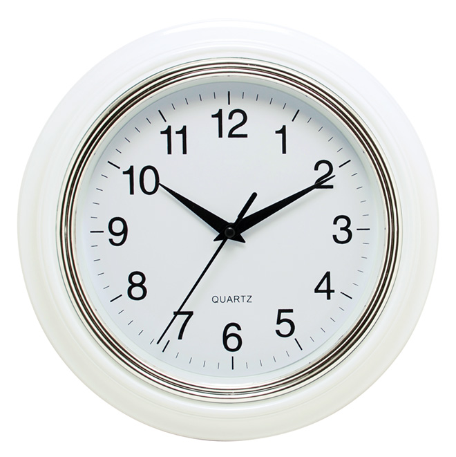 Wall Clock - Aster - White/Silver - 10"