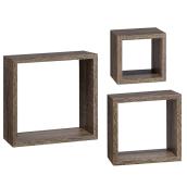 Set of 3 Cubbi Floating Shelves - MDF - Driftwood Grey