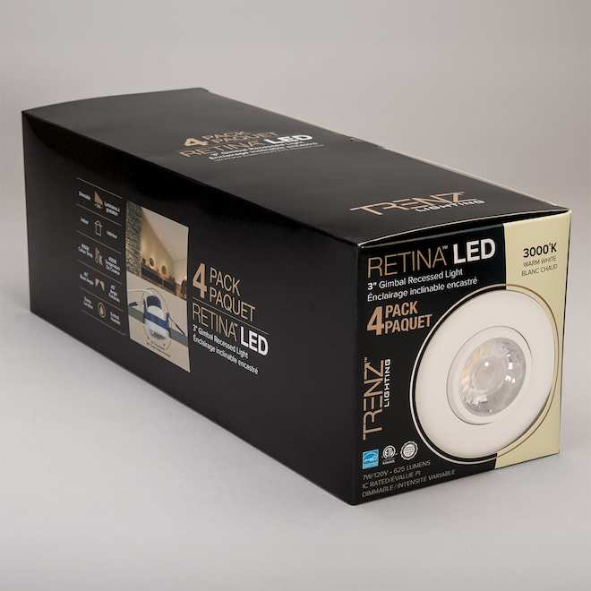 Trenz Retina 4-Pack Recessed Lights - Integrated LED - Fits Opening 3-in - White - 7.5 W - 3000 K