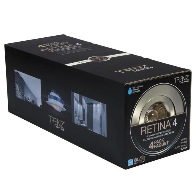 TRENZ Retina LED Recessed Lights Kit - Dimmable - 60 W - 4-in - Brushed Nickel - 4-Pack